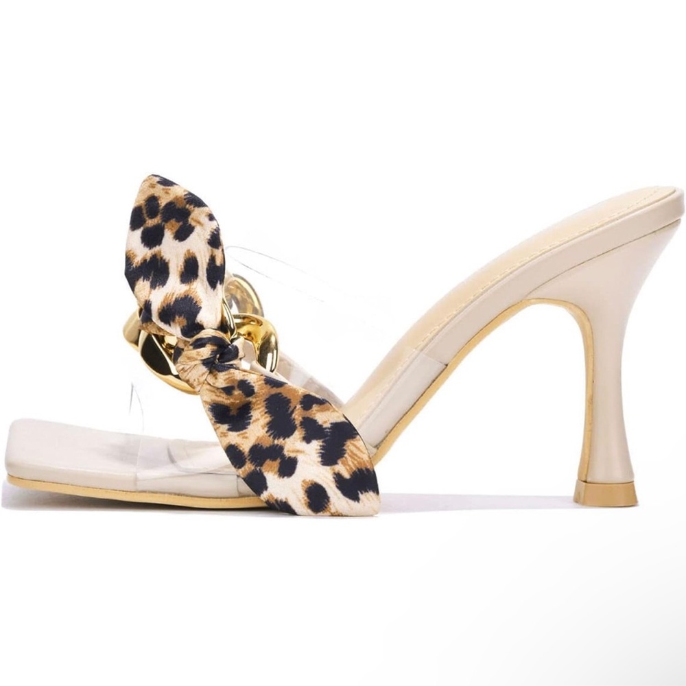 Cape Robbin 5.5 Concur Stiletto High Heel Transparent Square Open Toe With Bow
